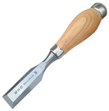 MHG Premium Short Chisel 6 Piece Set: Oiled Ash Handle with Striking Ferrule - in Leather Roll Bag.
