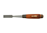 Dovetail chisel with hornbeam wood handle with a brass ferrule and metal striking ferrule. 